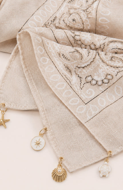 Bandana Met Bedels Beige