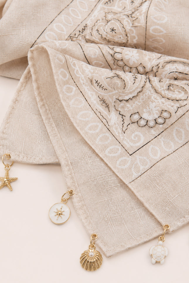 Bandana Met Bedels Beige