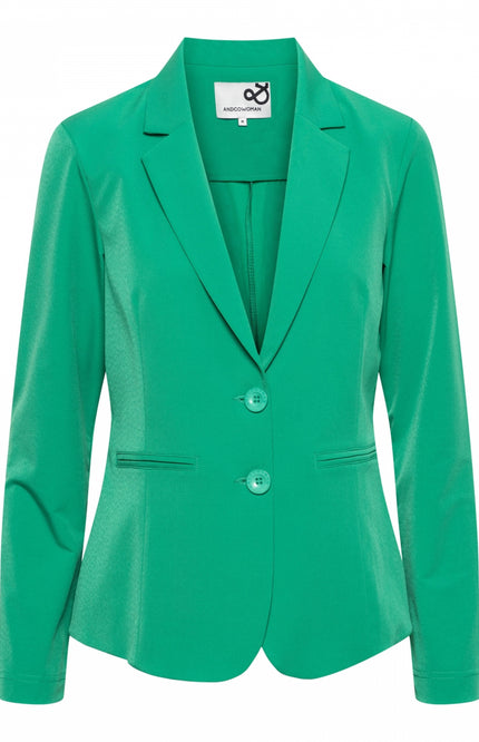 &Co woman Travel blazer phileine green BZ110-2 Stretchshop.nl