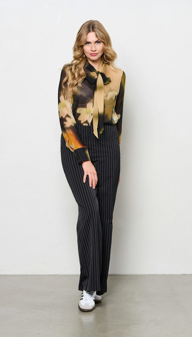 &Co woman Travel broek pelle stripe black pa340 Stretchshop.nl