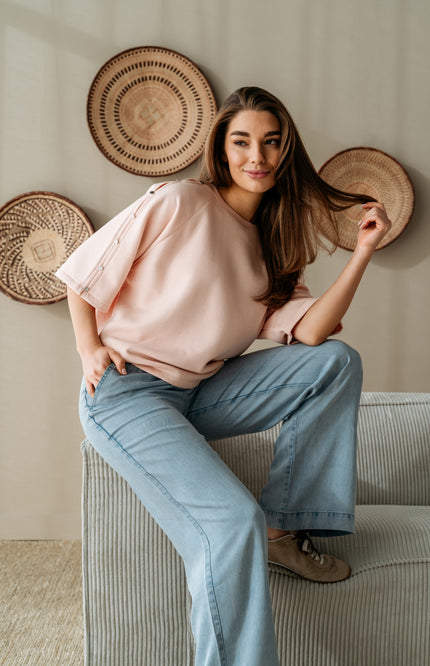 &Co woman Trui Sterre Powder Pink SW132 Stretchshop.nl