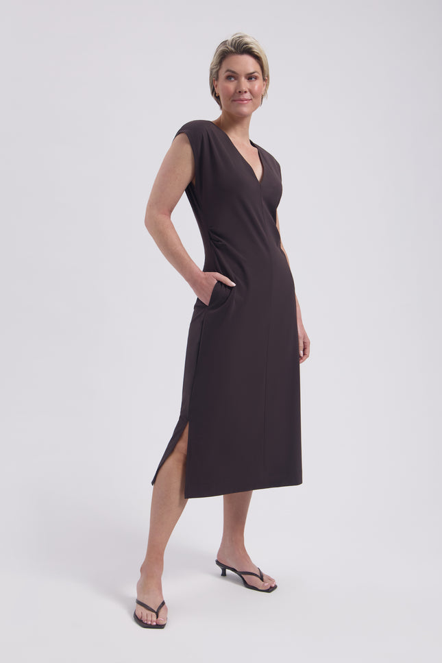 Lady Day Travel Jurk Doris Dark Brown L36-375-3218 Stretchshop.nl