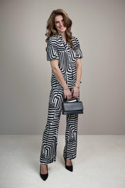 Elvira Casuals Blouse Abby met Afrikaanse zebraprint, damesblouse met opvallend zwart-witpatroon