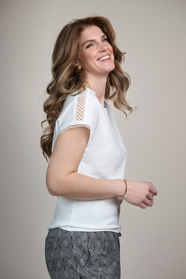 Elvira Casuals Top Lianne Offwhite Stretchshop.nl