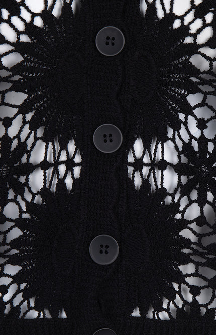 EsQualo Cardigan crochet black 18204 Stretchshop.nl