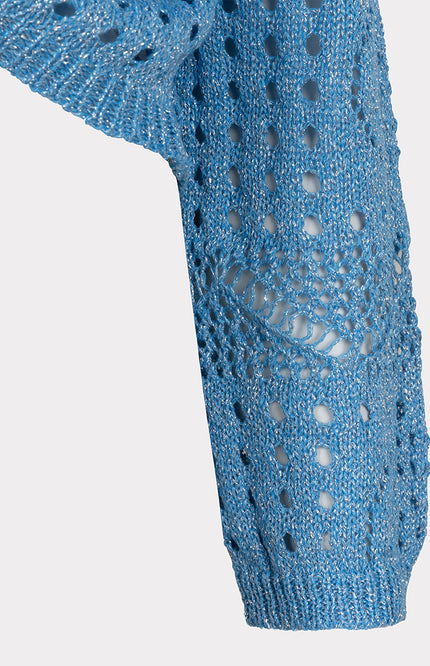 EsQualo Bolero ajour knit light blue 18202 Stretchshop.nl