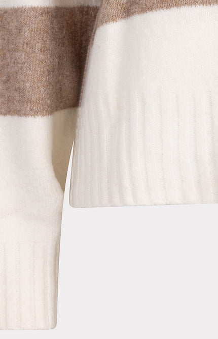 Sweater Striped Melange Offwhite Tan F25.27524
