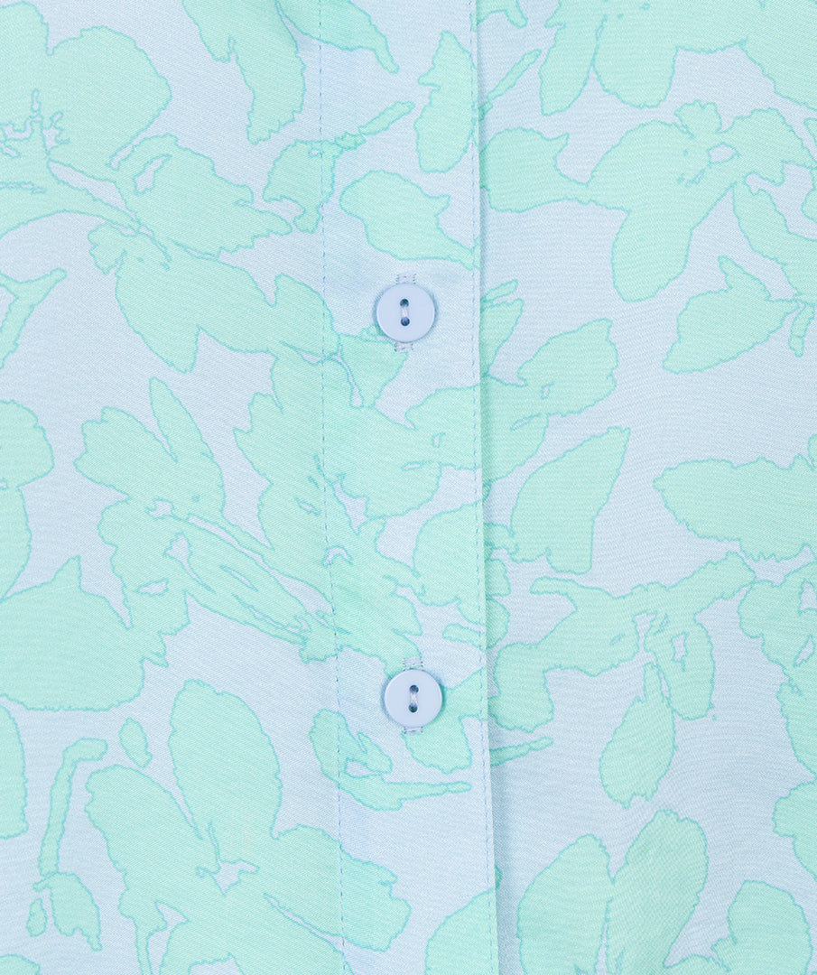 Witte blouse van EsQualo met breed daglichtprint, korte mouwen en losvallende pasvorm, voor een casual en stijlvolle look