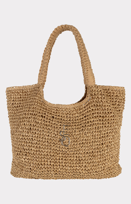 EsQualo Tas Crochet Shopper Sand HS26.38203 Stretchshop.nl