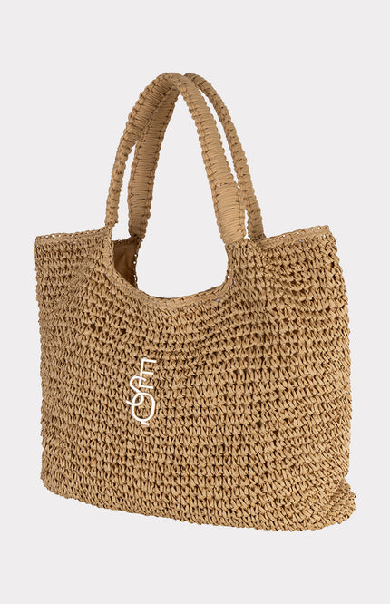 EsQualo Tas Crochet Shopper Sand HS26.38203 Stretchshop.nl
