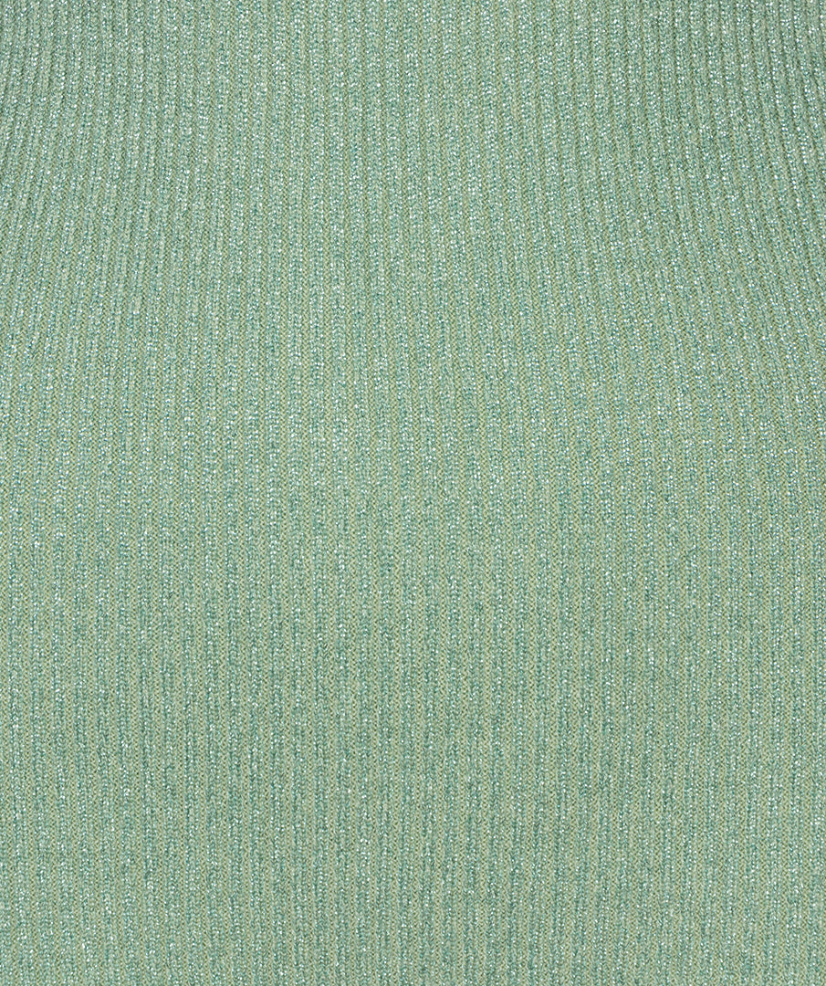 Groene ribbelige top met lurex details van EsQualo, zacht en stijlvol voor zomerse looks.