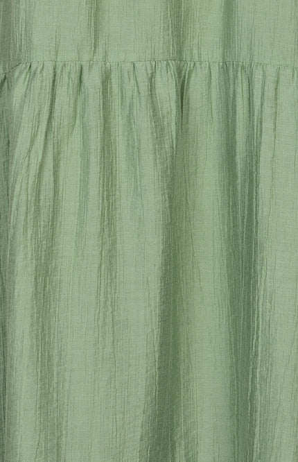 EsQualo Jurk Maxi Light Crinkle Jungle Green HS26.14214 Stretchshop.nl