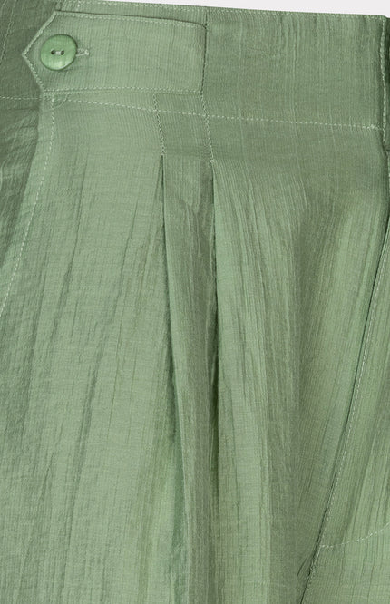 EsQualo Broek Wide Light Crinkle Jungle Green HS26.14216 Stretchshop.nl