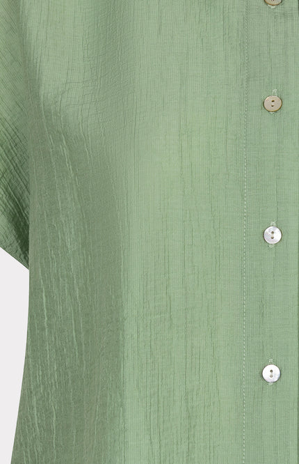 EsQualo Blouse Batwing Light Crinkle Jungle Green HS26.14218 Stretchshop.nl