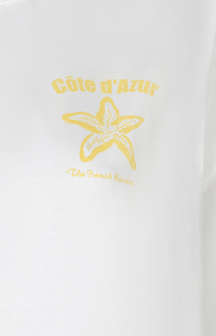 EsQualo T-shirt Star Offwhite Lemon HS26.05205 Stretchshop.nl