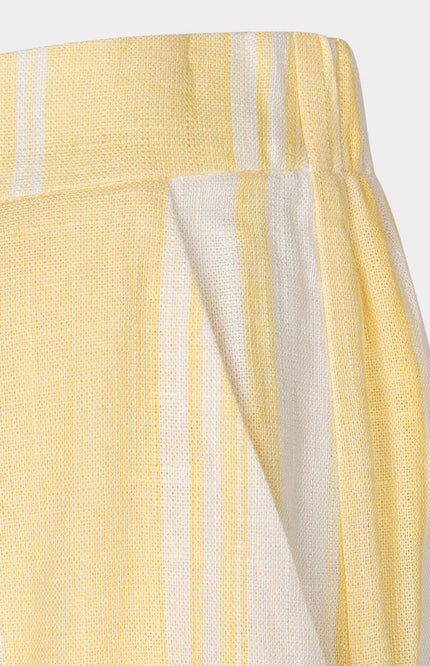 EsQualo Short Striped Linen Offwhite Lemon HS26.28218 Stretchshop.nl