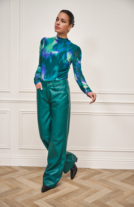 Broek Wide Leg PU Teal W25.11708