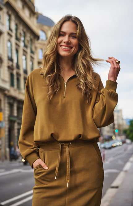 Sweater Balloon Hem Modal Olive F25.05503