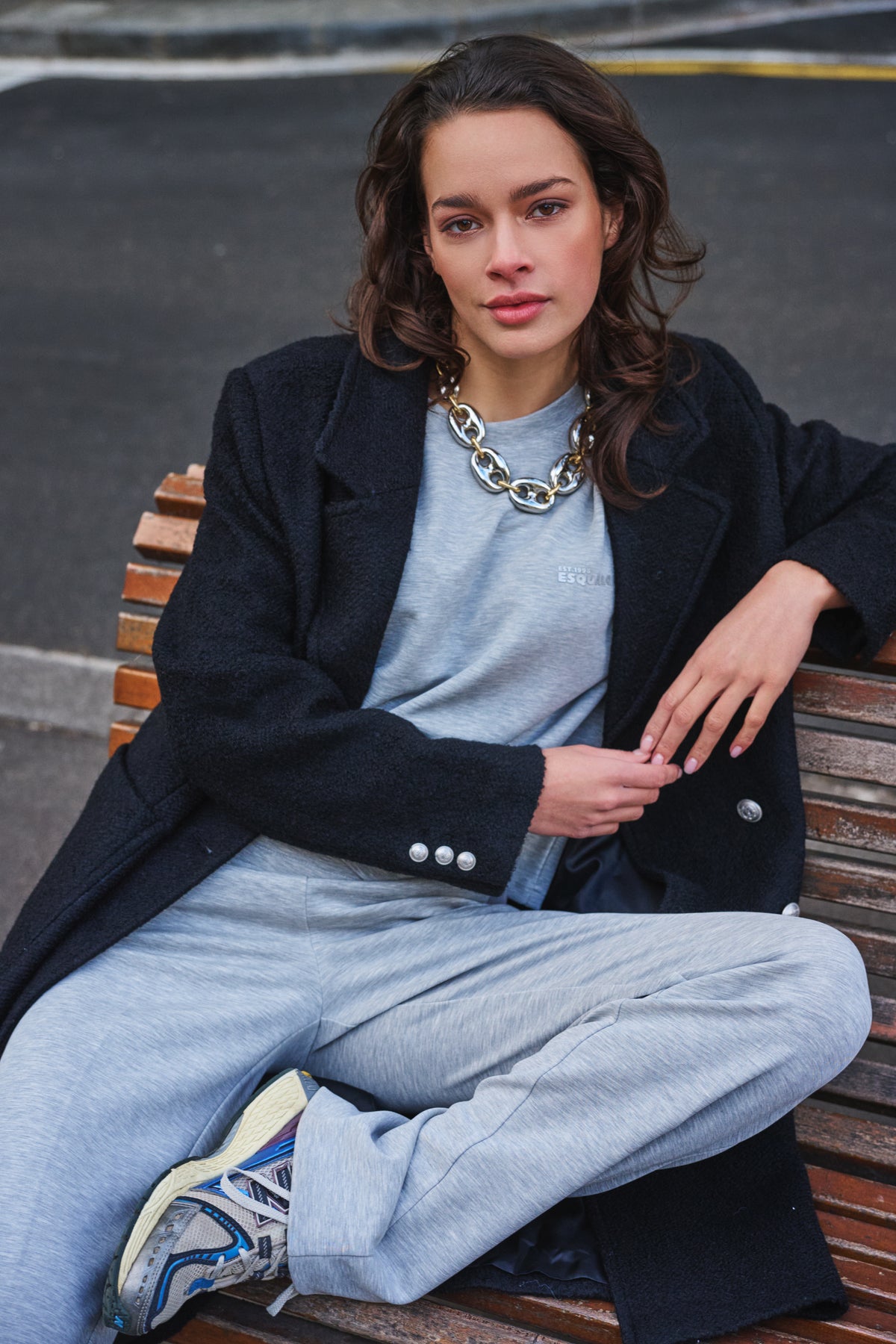 Oversized modal T-shirt van EsQualo in lichtgrijs melange, comfortabele en stijlvolle casual top voor dames.