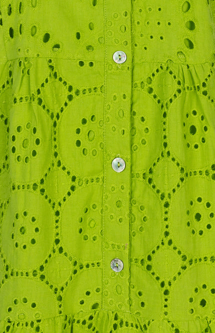 EsQualo Jurk slv/lss cotton chiffly kiwi green 28200 Stretchshop.nl