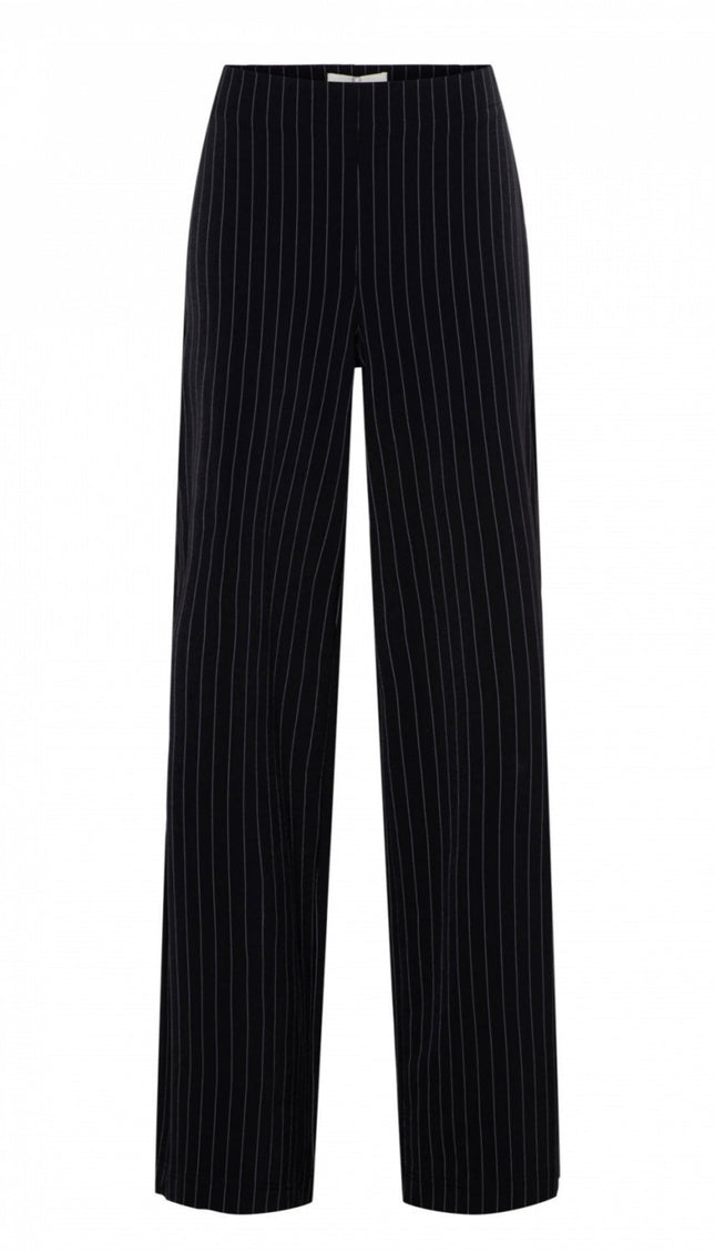 &Co woman Travel broek pelle stripe black pa340 Stretchshop.nl