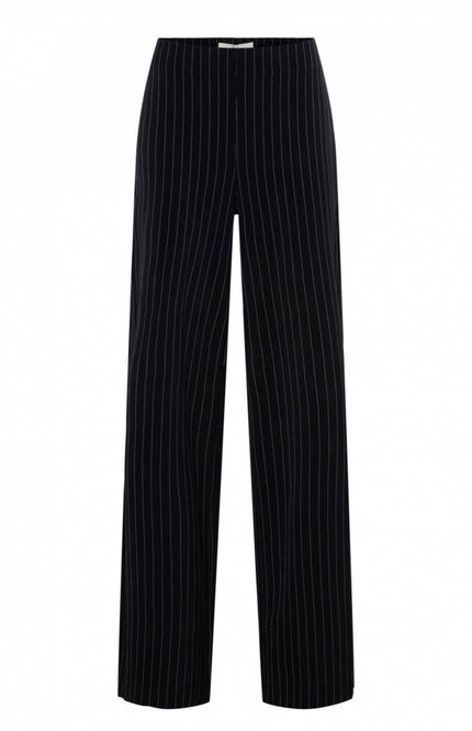 &Co woman Travel broek pelle stripe black pa340 Stretchshop.nl
