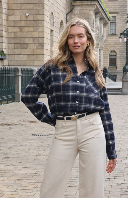 Blouse Macy Check Navy Offwhite NKF02263