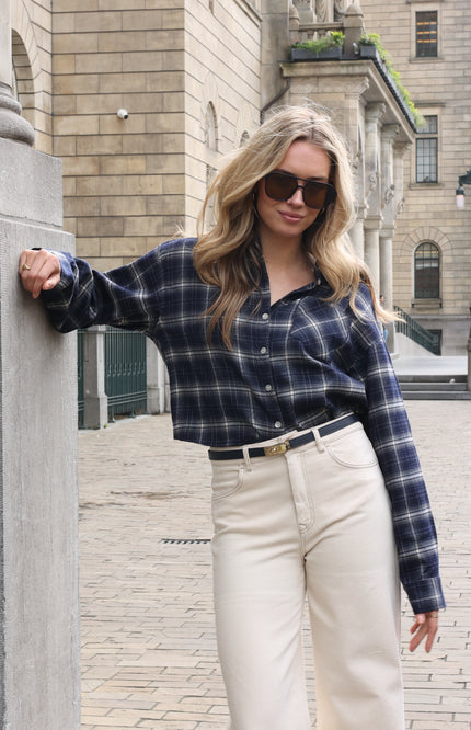 Blouse Macy Check Navy Offwhite NKF02263