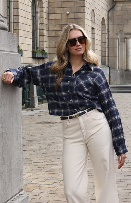 Blouse Macy Check Navy Offwhite NKF02263