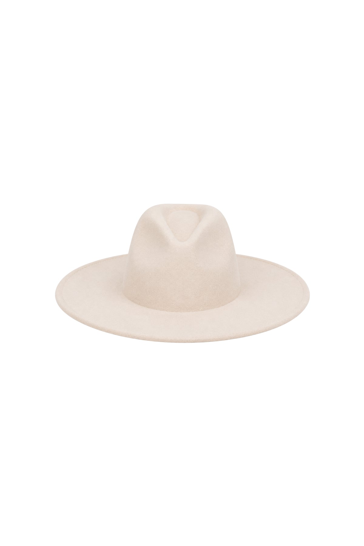 Lichte beige hoed van Stretchshop.nl met brede rand, perfect voor bescherming tegen de zon en stijlvolle uitstraling.