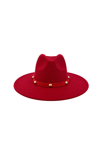Hoed Met Studs Burgundy