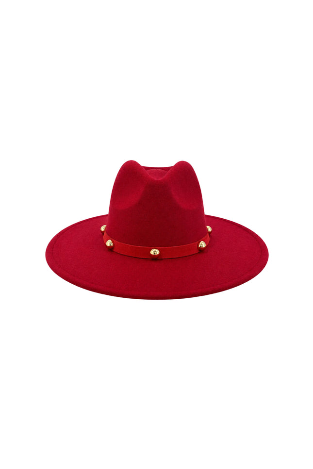 Hoed Met Studs Burgundy