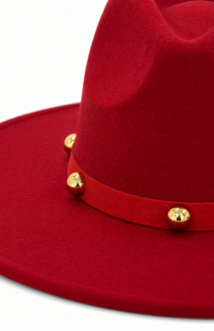 Hoed Met Studs Burgundy
