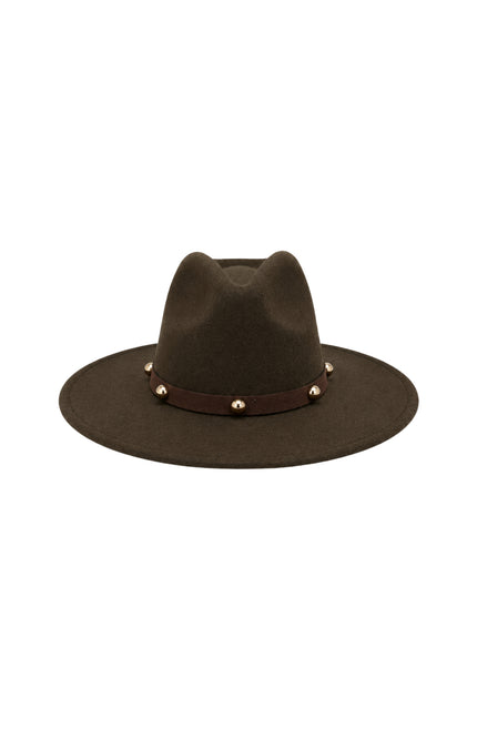 Hoed Met Studs Brown