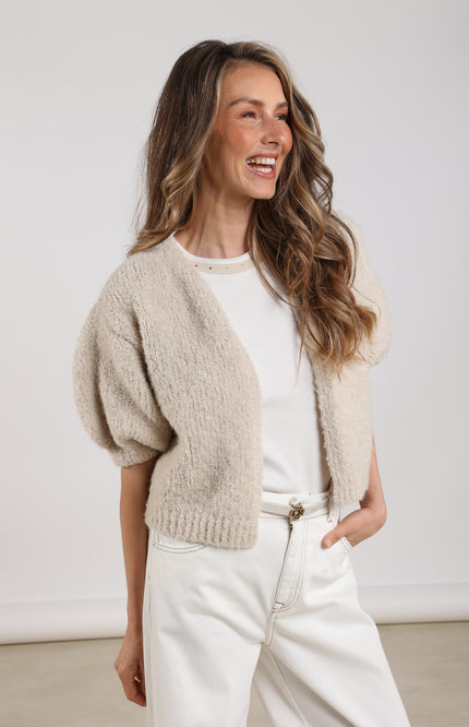 Nukus Vest Jip Lurex Sand NKF05011 Stretchshop.nl