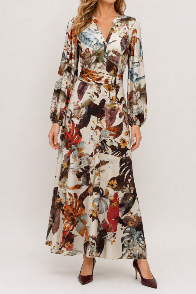 Jurk Maxi Met Botanische Print D204-P171