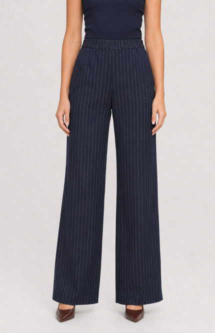 Broek Met Krijtstreep Dark Blue D401L