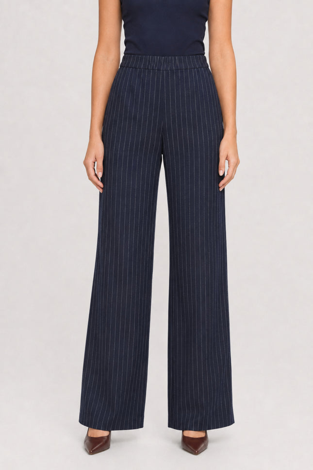 Broek Met Krijtstreep Dark Blue D401L