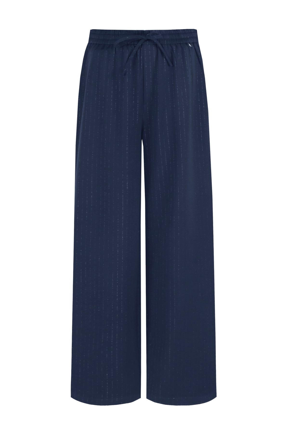 Donkerblauwe G-maxx Aretha broek met een comfortabele pasvorm, zichtbaar in de afbeelding.