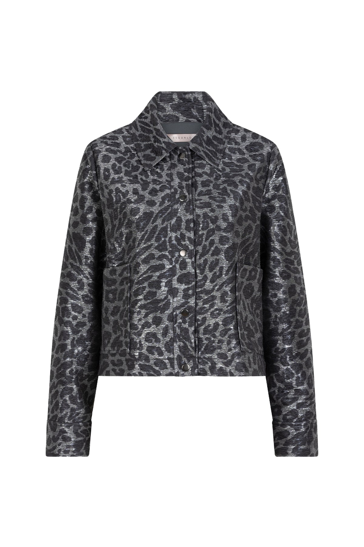 Leopardprint jas van EsQualo in anthracietkleur, met stijlvolle snit en opvallend patroon, geschikt voor dames.