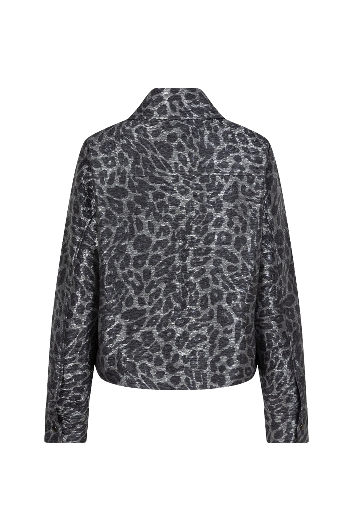 Leopardprint jas van EsQualo in antracietkleur, met een stijlvolle pasvorm en modieuze uitstraling.