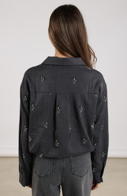 Blouse Newport Embroidery Antracite NKF02037