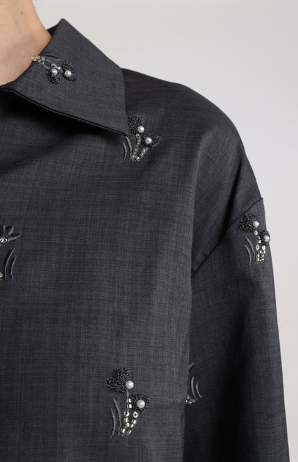 Blouse Newport Embroidery Antracite NKF02037