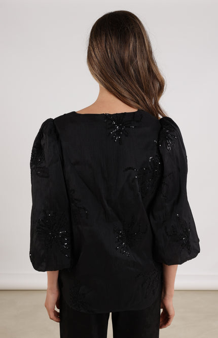 Blouse Delilah Embroidery Black NKF02001