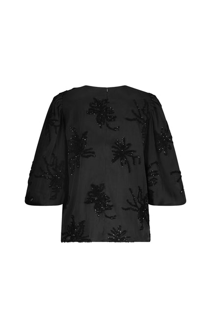 Blouse Delilah Embroidery Black NKF02001