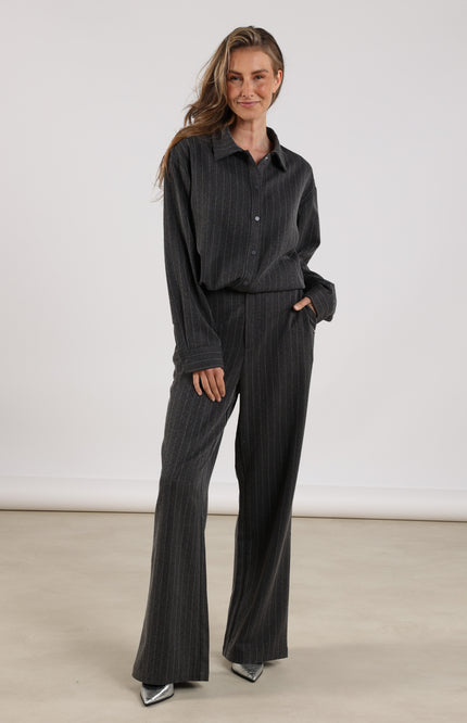 Blouse Newport Stripe Strass Antracite NKF02067