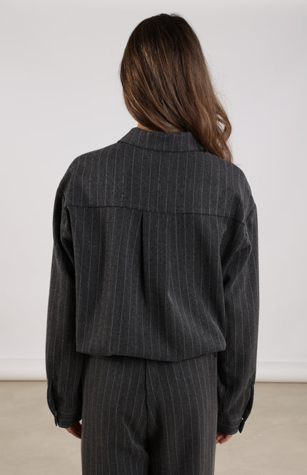 Blouse Newport Stripe Strass Antracite NKF02067