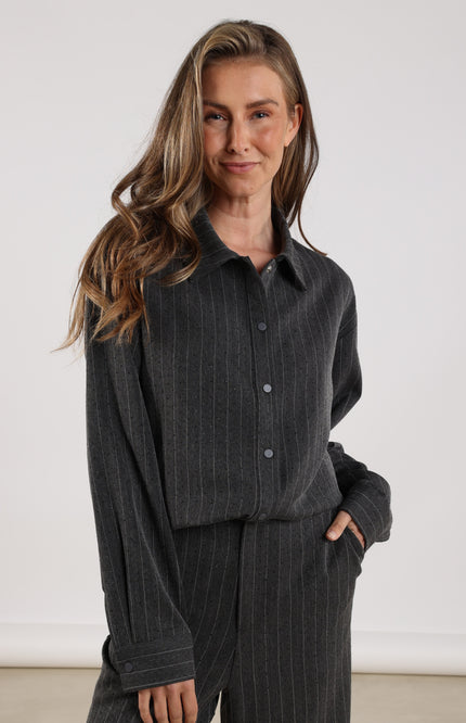 Blouse Newport Stripe Strass Antracite NKF02067