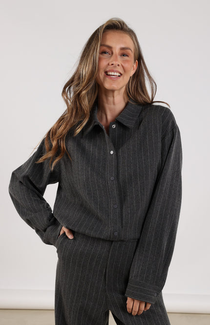 Blouse Newport Stripe Strass Antracite NKF02067