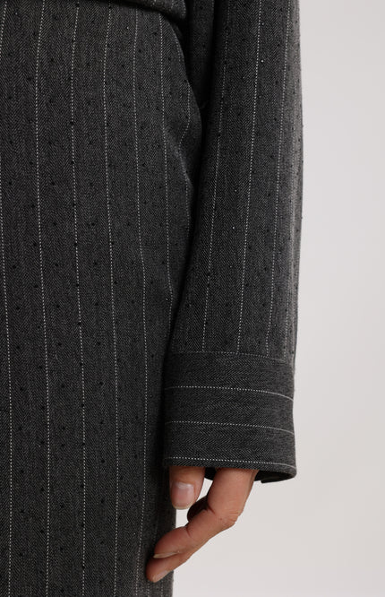 Blouse Newport Stripe Strass Antracite NKF02067